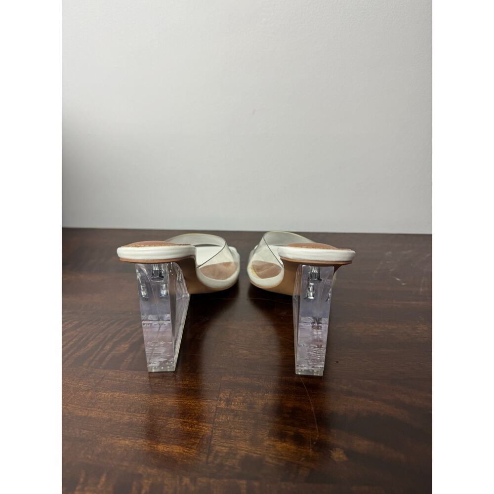 Fashion to Figure X Gabrielle Union Clear & White Wedge Heel Mules Size 6 NIB - Picture 4 of 13